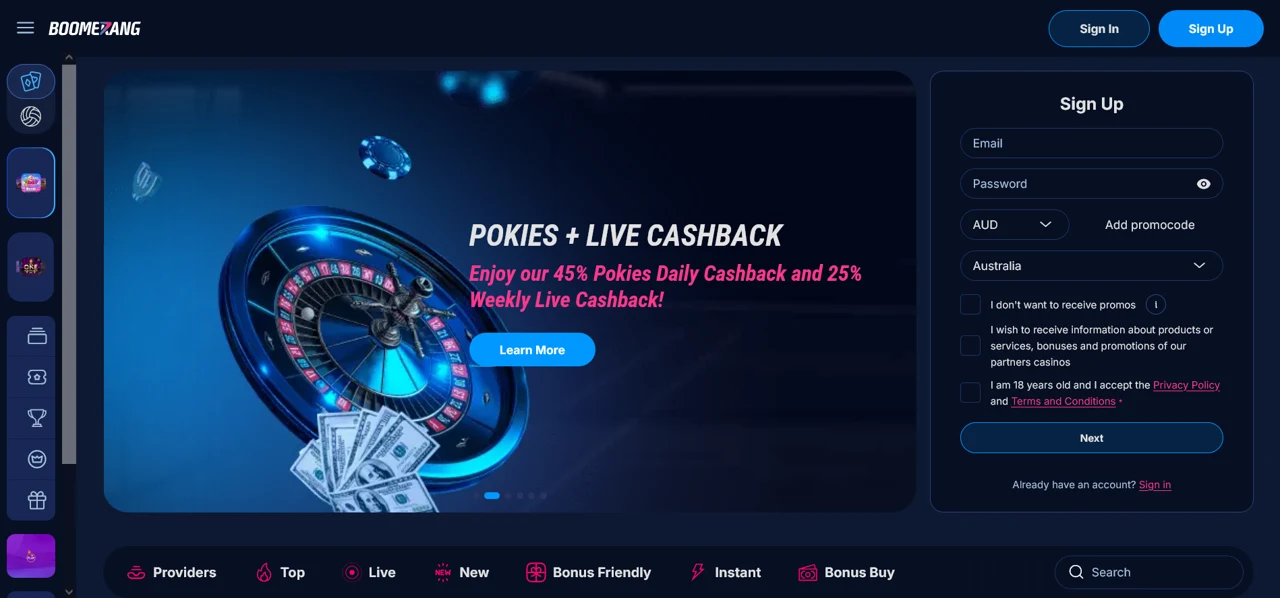 Boomerang Bet screenshot 1