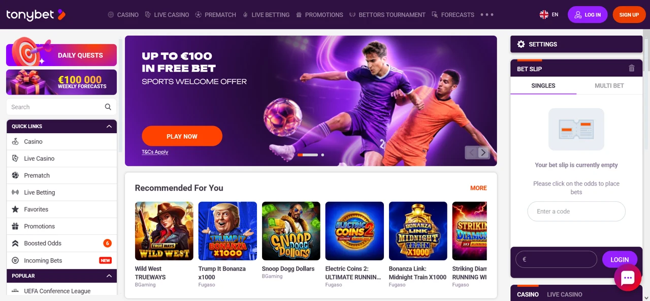 TonyBet screenshot 1